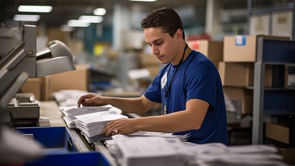 Bei der Post im Verteilzentrum zu arbeiten ist eine Möglichkeit für einen Übergansjob nach dem Studium. (Foto: © Наталья Евтехова/stock.adobe.com)