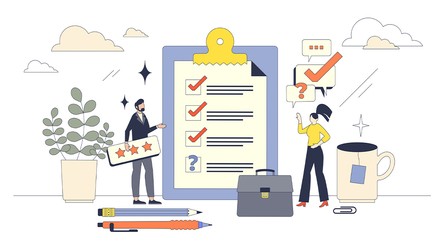 Grafik von einem Mann und einer Frau mit Symbolen wie Bleistiften, Doktorhut und Arbeitstasche